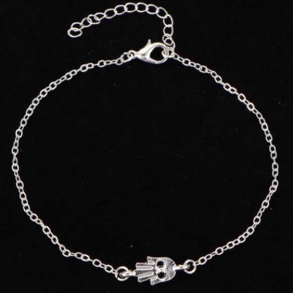 Silver Tone Hamsa Anklet - Picture 2 of 4